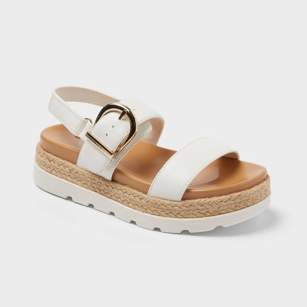 Art Class Kids Jan Sandals White Platform Buckle Shoes Size 6Y W8